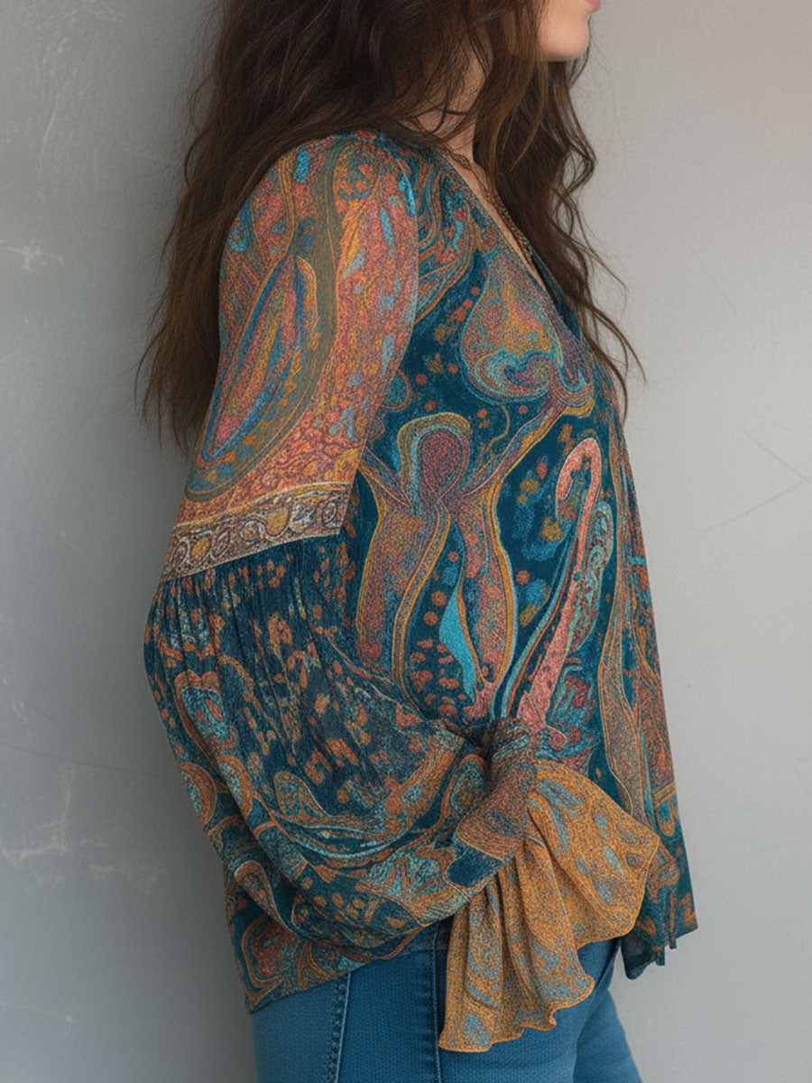 Selah™ Boho Paisley Chiffon Blouse