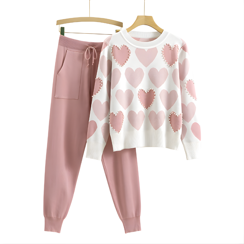 Avery™ Chic Heart Pattern Knit Two-Piece Set