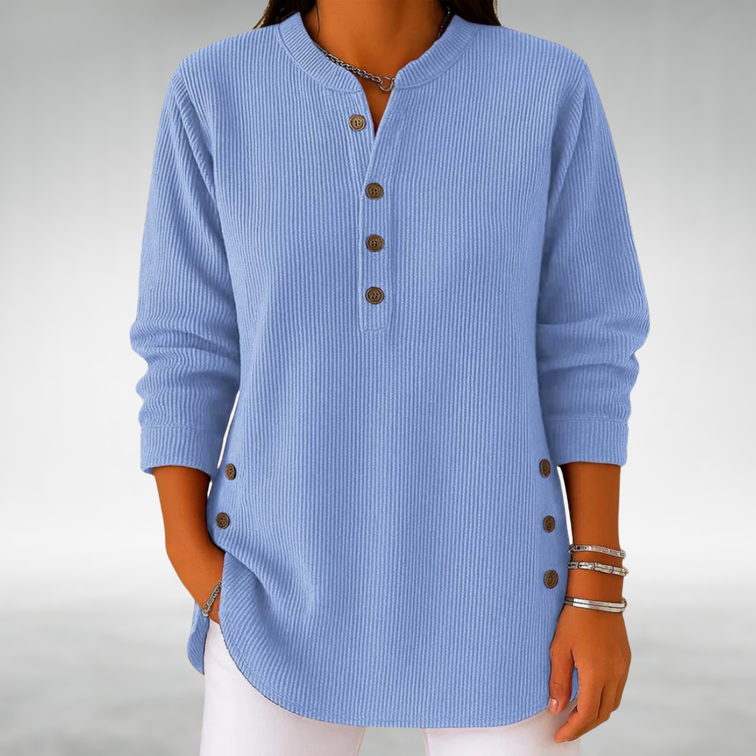 Lilian™ Retro Corduroy V-Neck Top