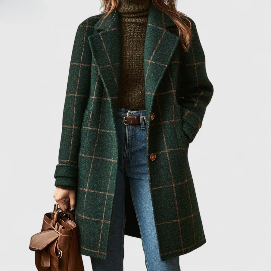 Kora™ Long Tweed Plaid Coat