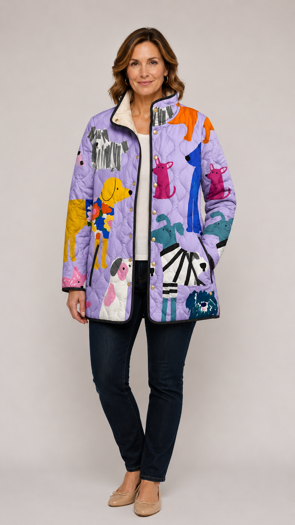 RAVEN™ | Casual Quilted Jacket with Dog Print