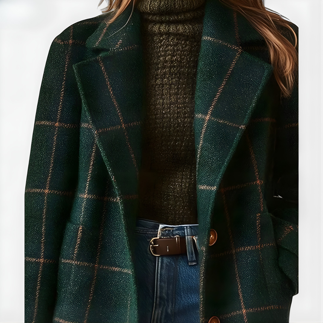 Kora™ Long Tweed Plaid Coat