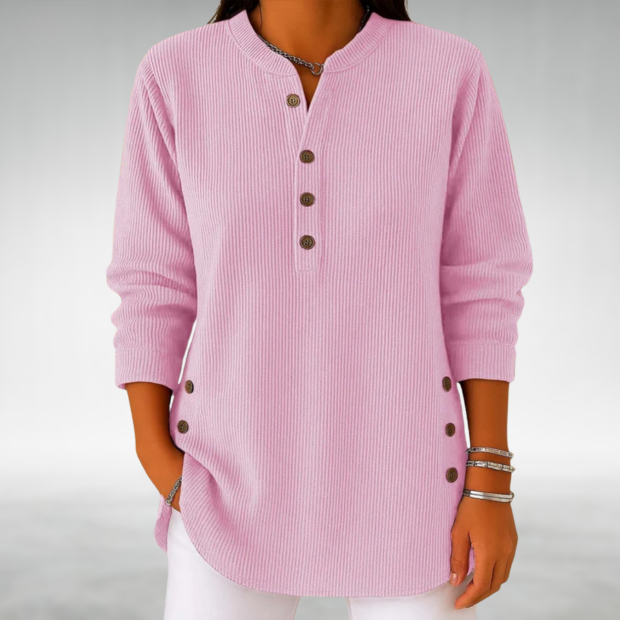 Lilian™ Retro Corduroy V-Neck Top