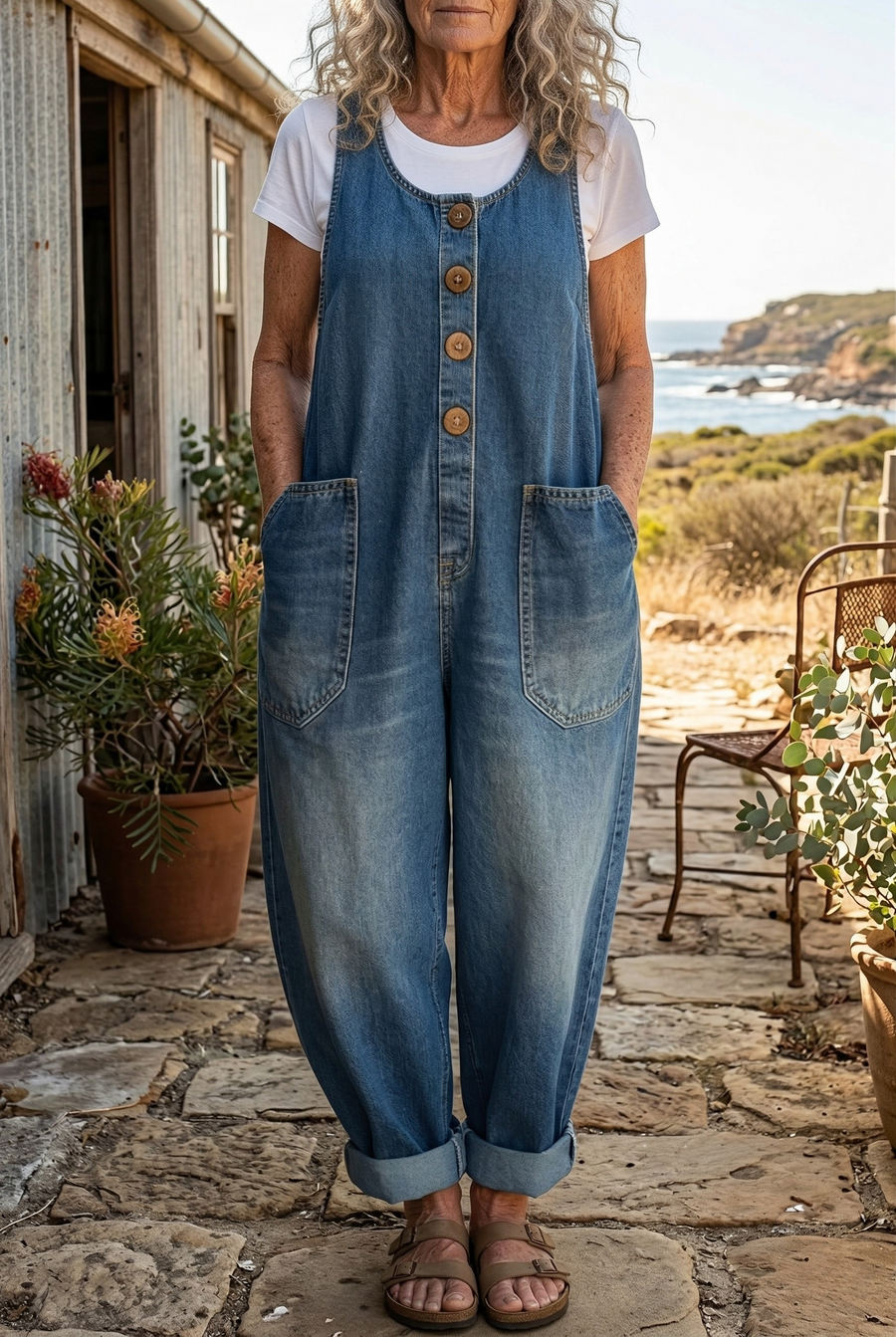 Lettie™ Vintage Washed Denim Dungaree