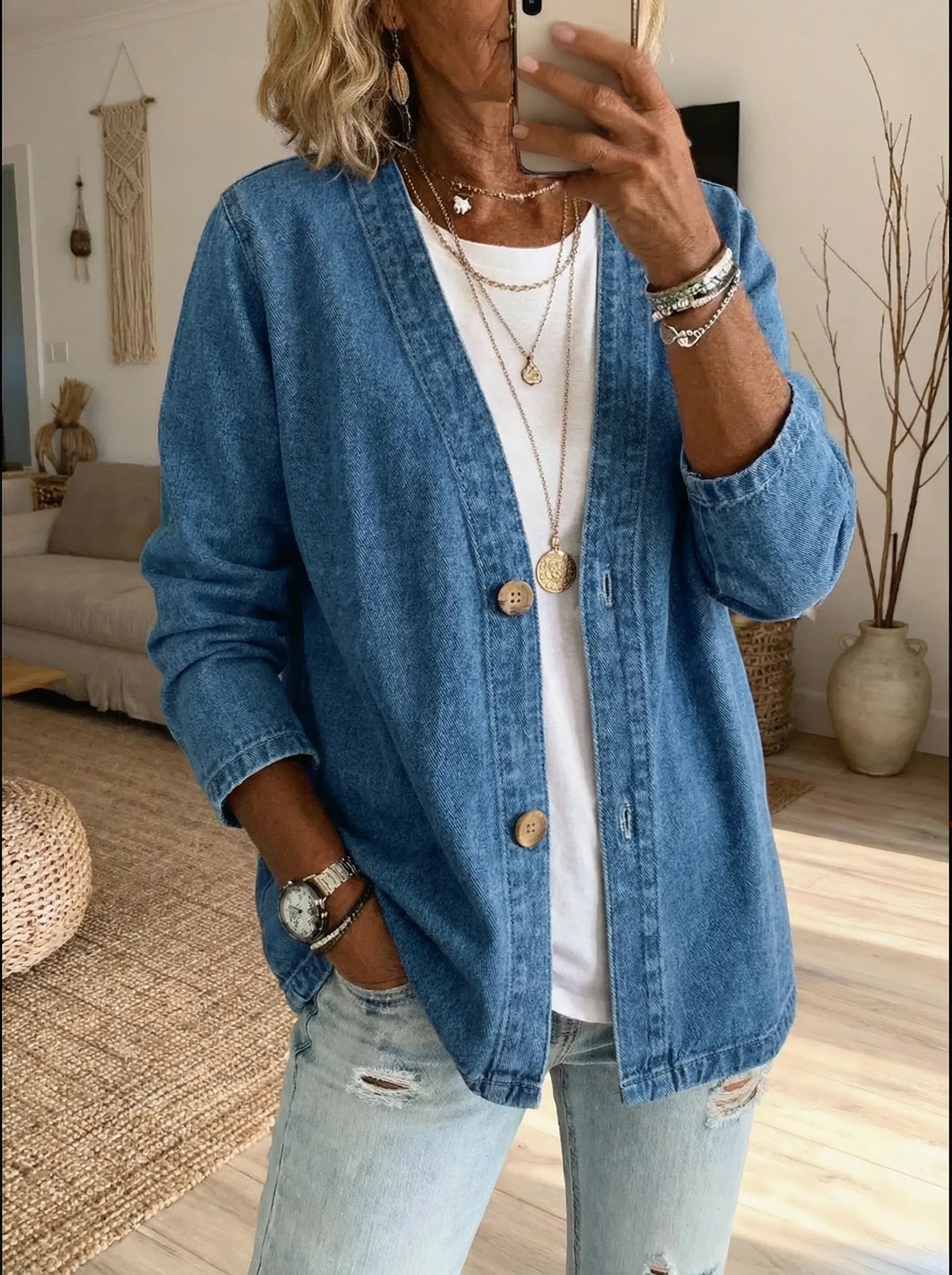 Corinne™ Denim Button Coat