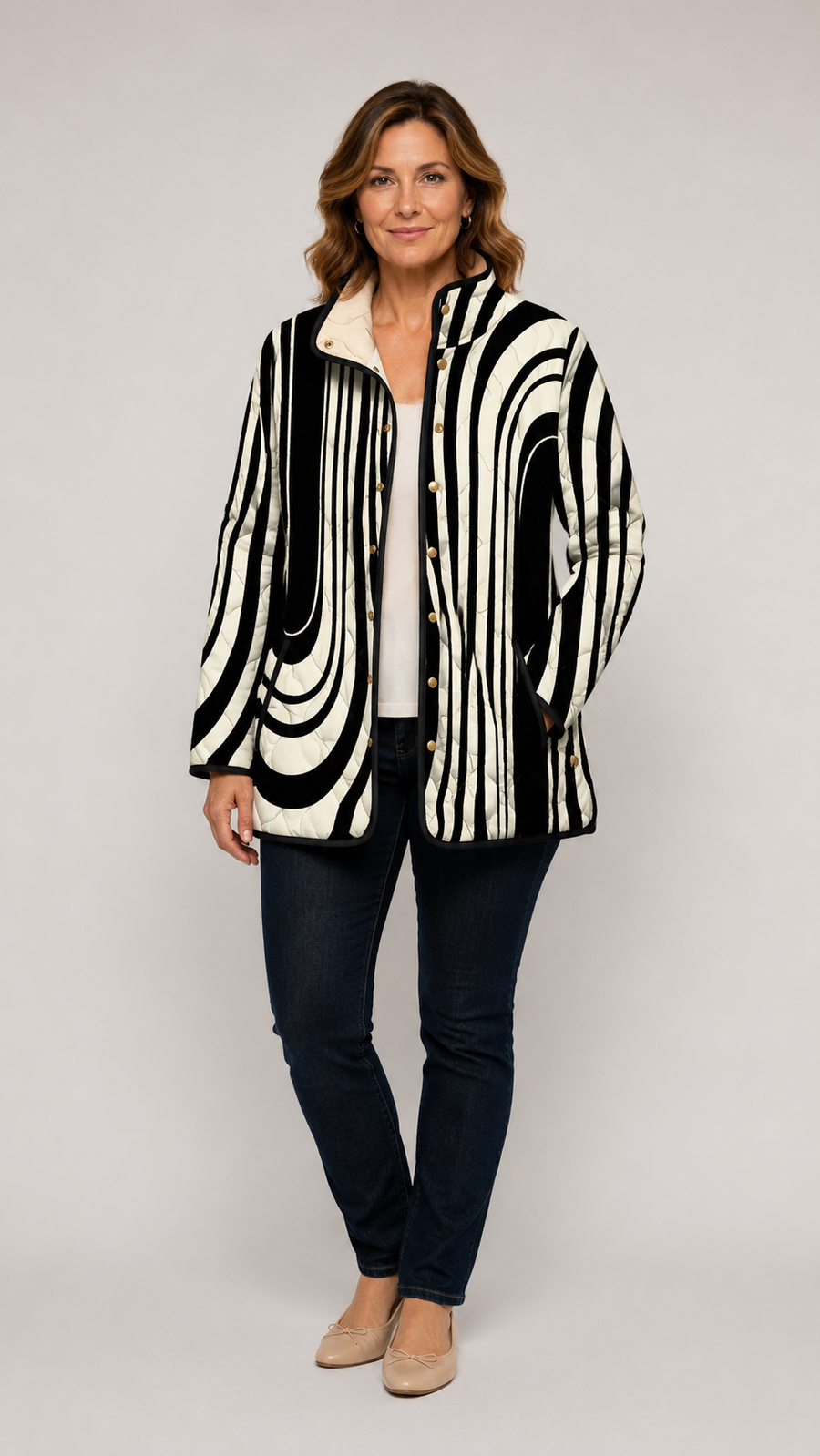 COLETTE™ | Casual Quilted Jacket with Abstract Geometric Design