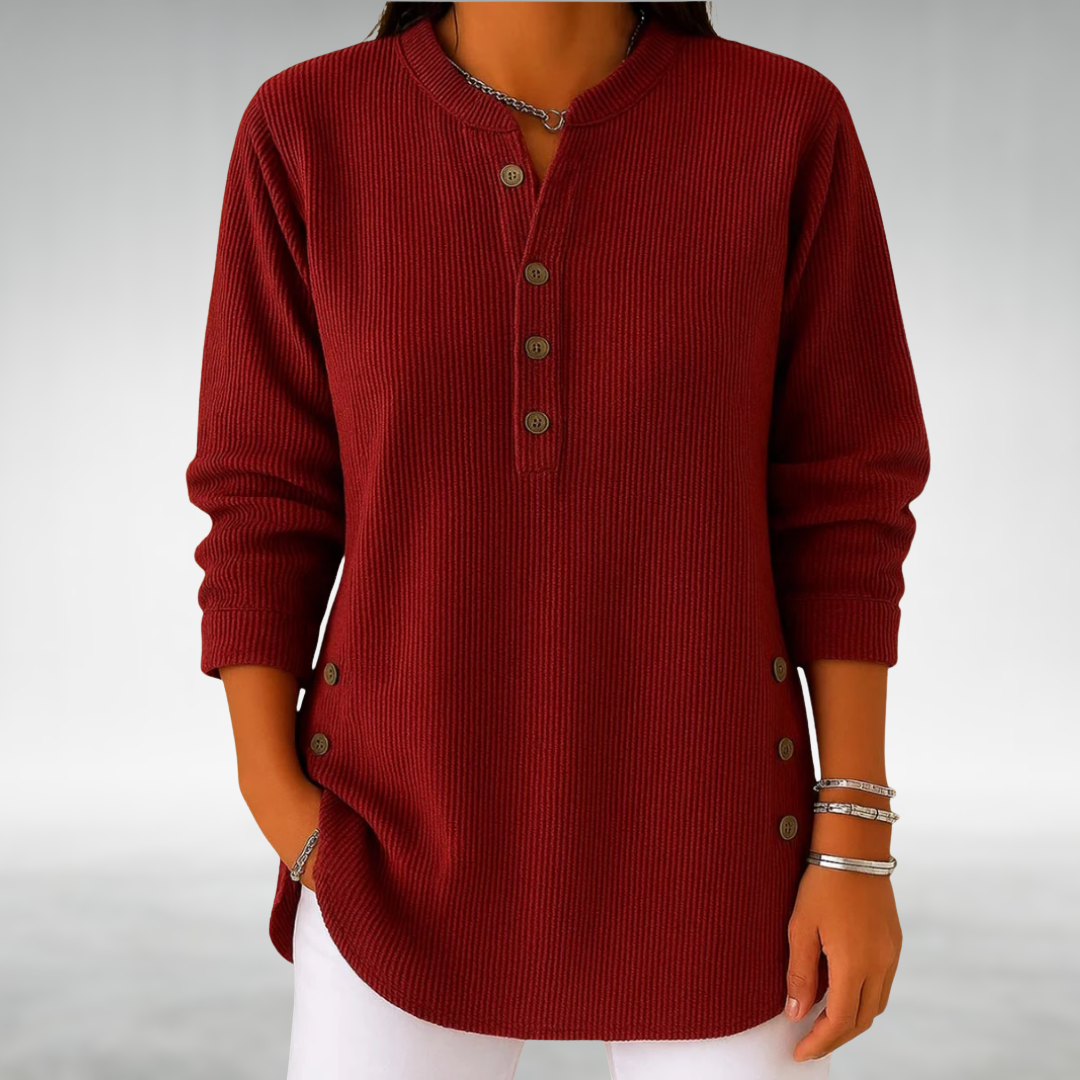 Lilian™ Retro Corduroy V-Neck Top