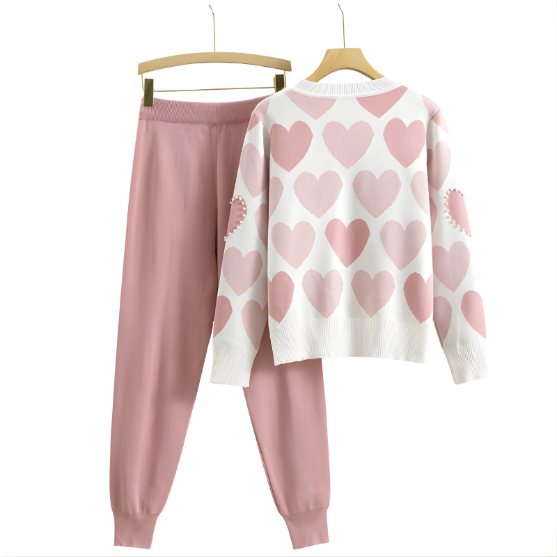 Avery™ Chic Heart Pattern Knit Two-Piece Set