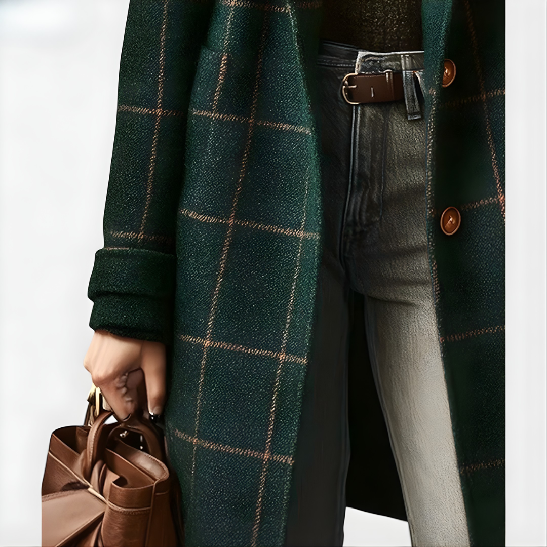Kora™ Long Tweed Plaid Coat