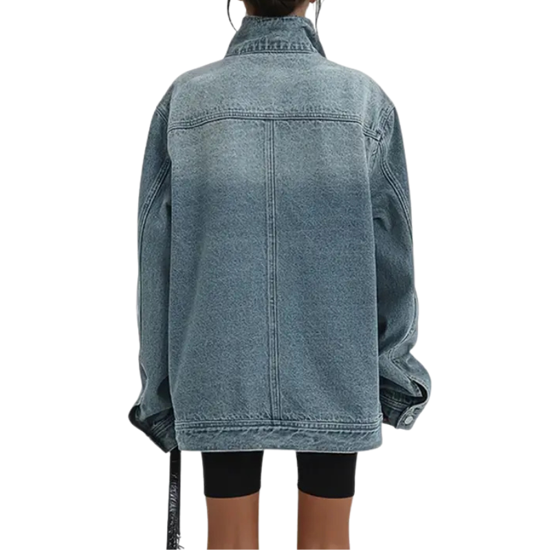 Jackie™ Vintage Washed High Neck Asymmetric Jacket