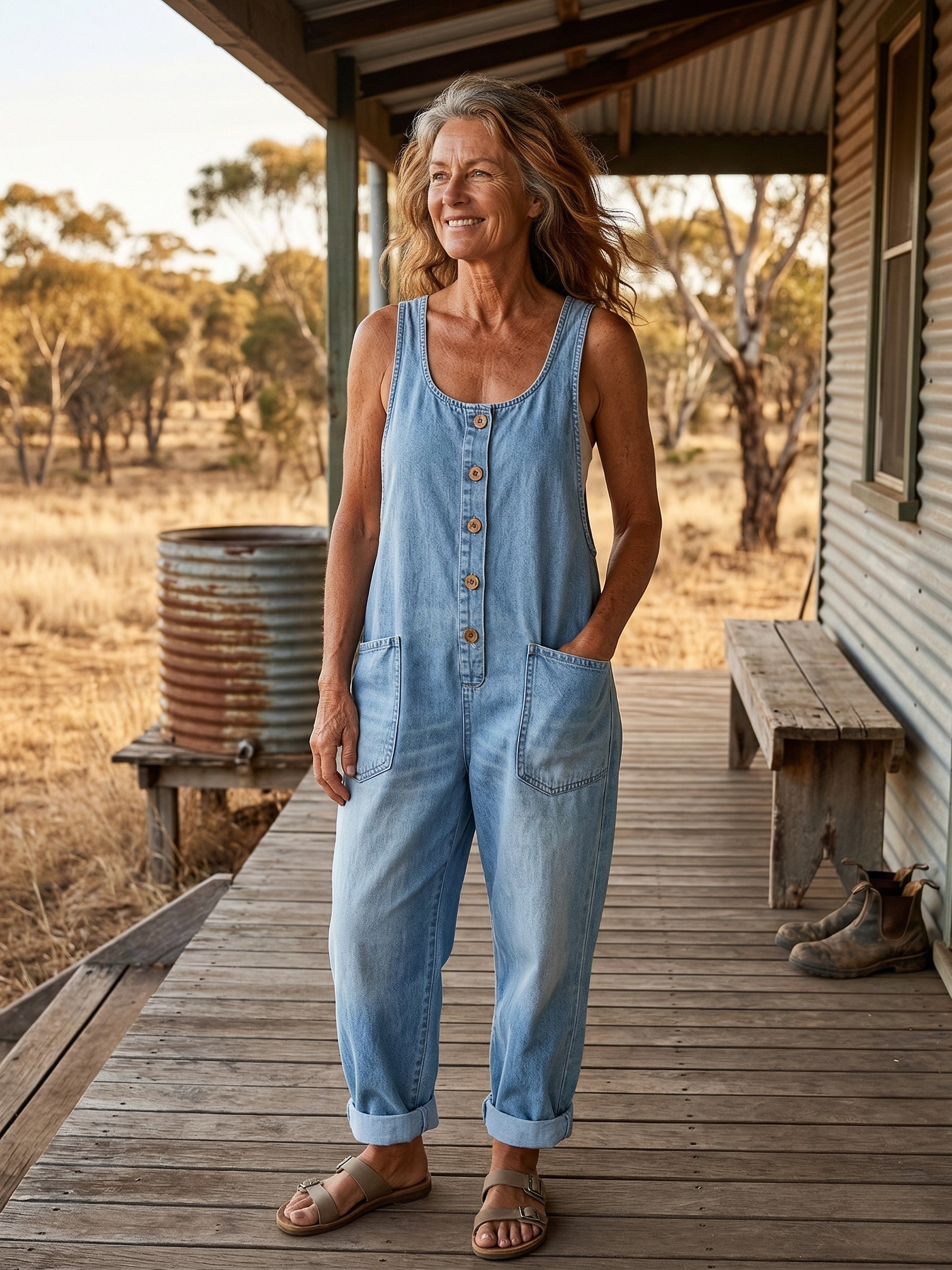 Lettie™ Vintage Washed Denim Dungaree