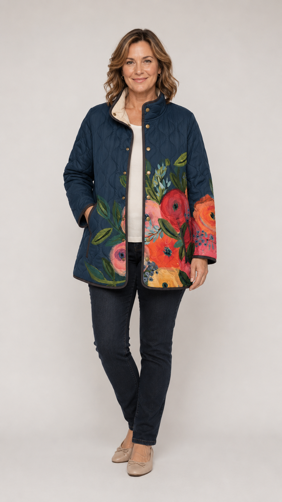 ALEXIS™ | Vintage Floral Print Quilted Jacket