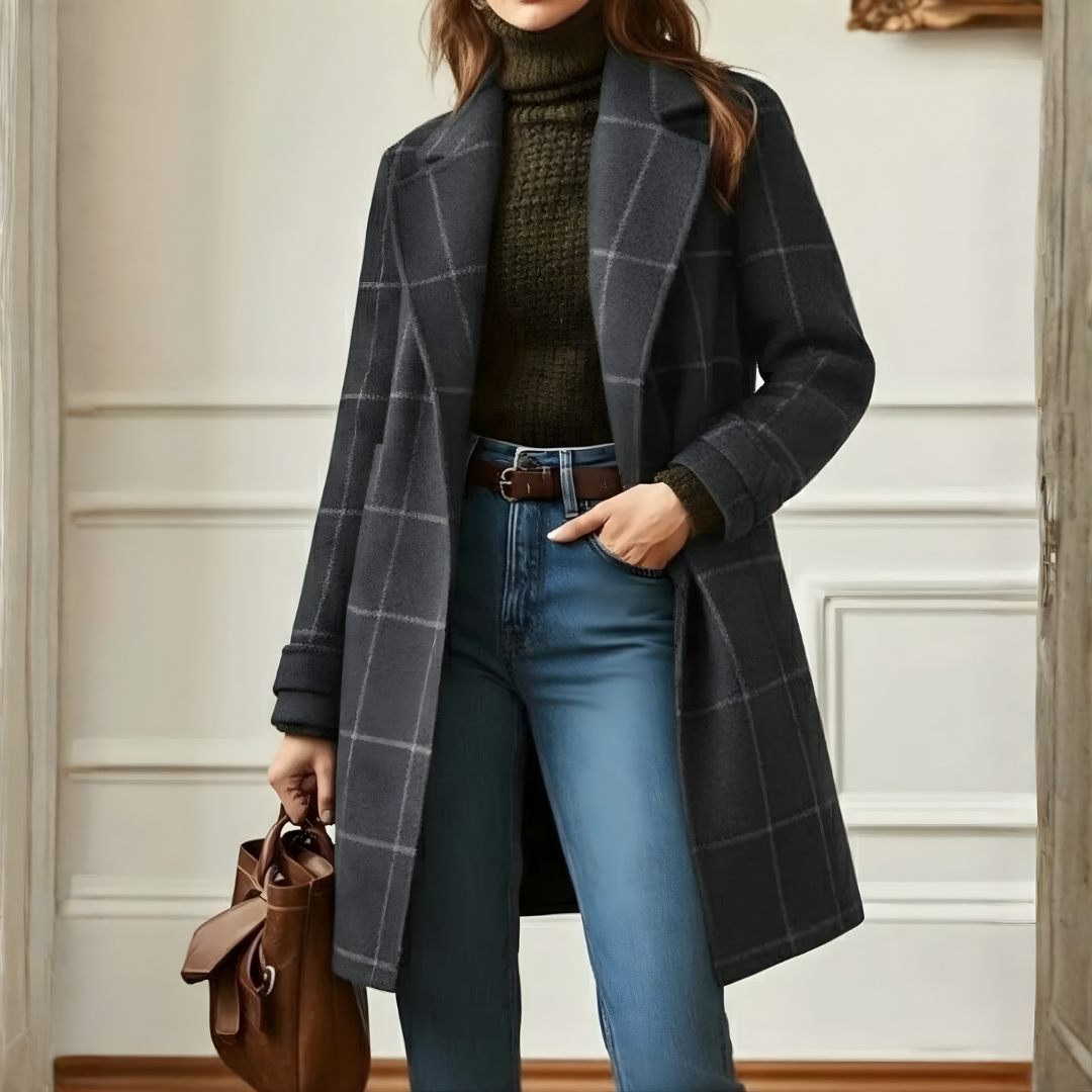 Kora™ Long Tweed Plaid Coat