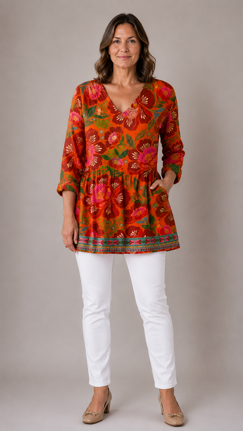 Priscilla | Long Blouse with V-Neck