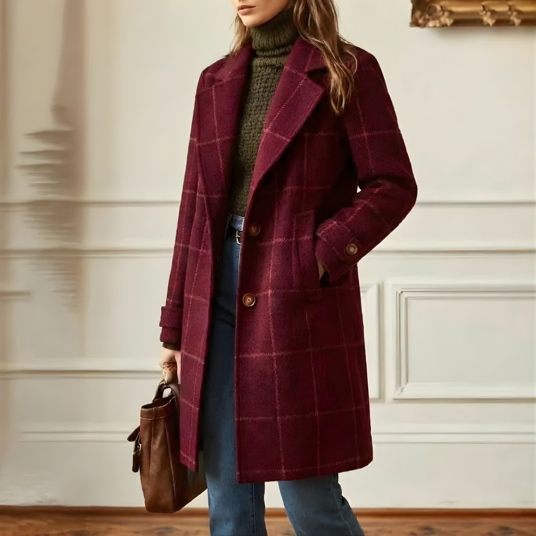 Kora™ Long Tweed Plaid Coat