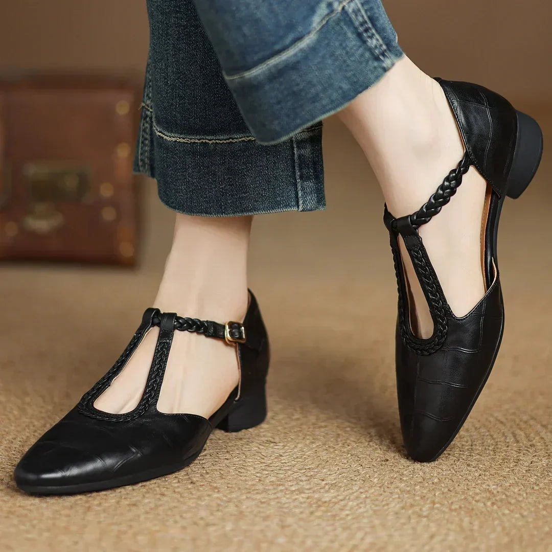 Anthea™ Elegant Braided Leather Shoes