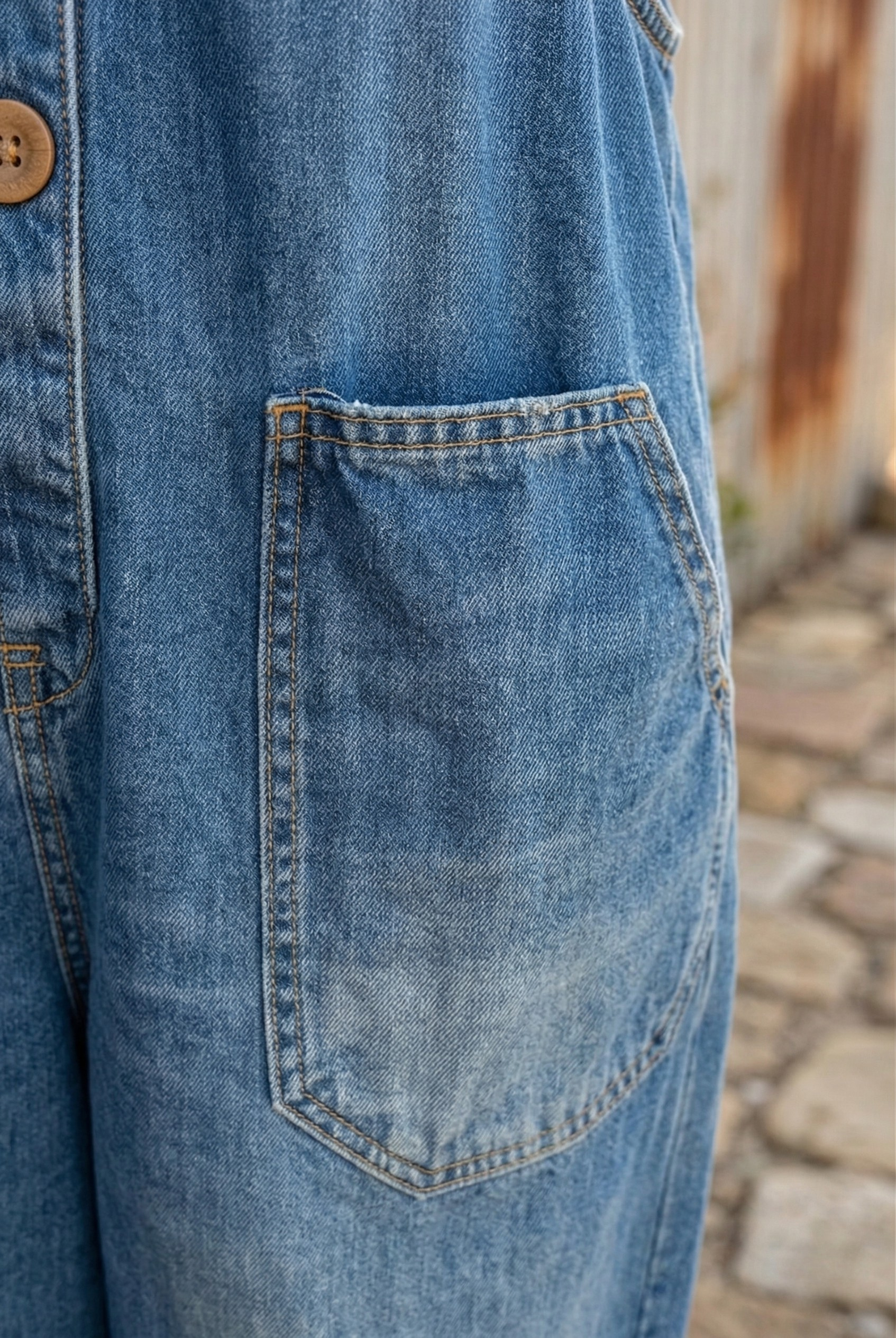Lettie™ Vintage Washed Denim Dungaree