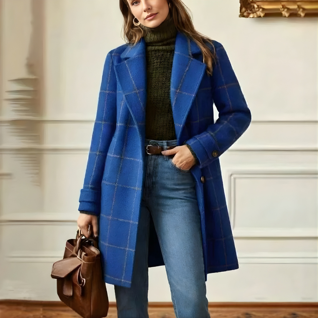 Kora™ Long Tweed Plaid Coat