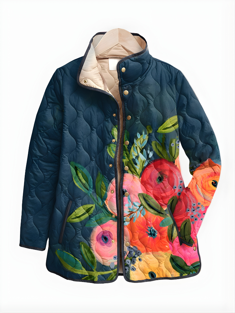 ALEXIS™ | Vintage Floral Print Quilted Jacket