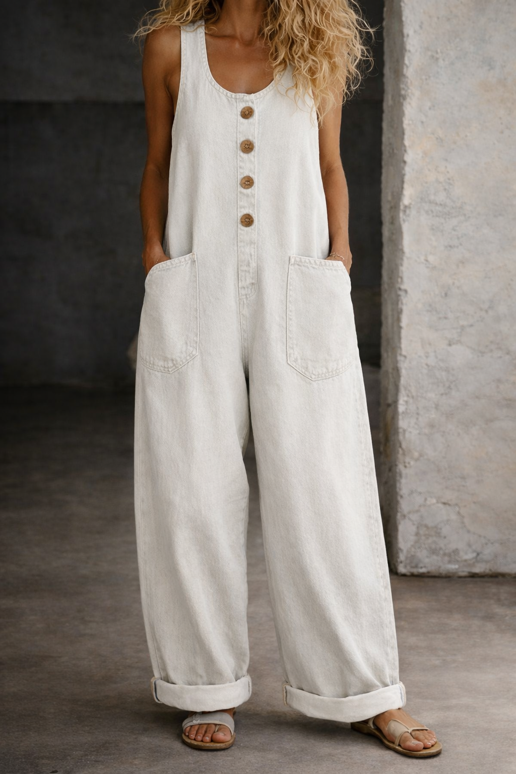 Gloria | Vintage Washed Cotton Denim Overalls