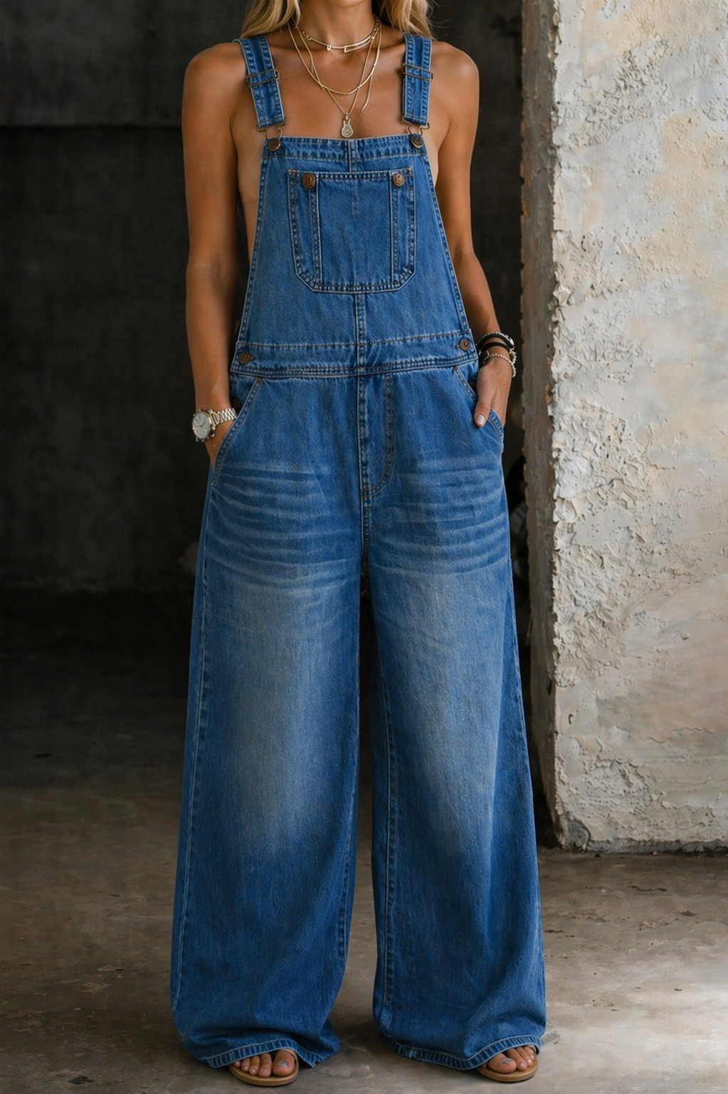 Gabrielle | Elastic Waist Denim Jumpsuit