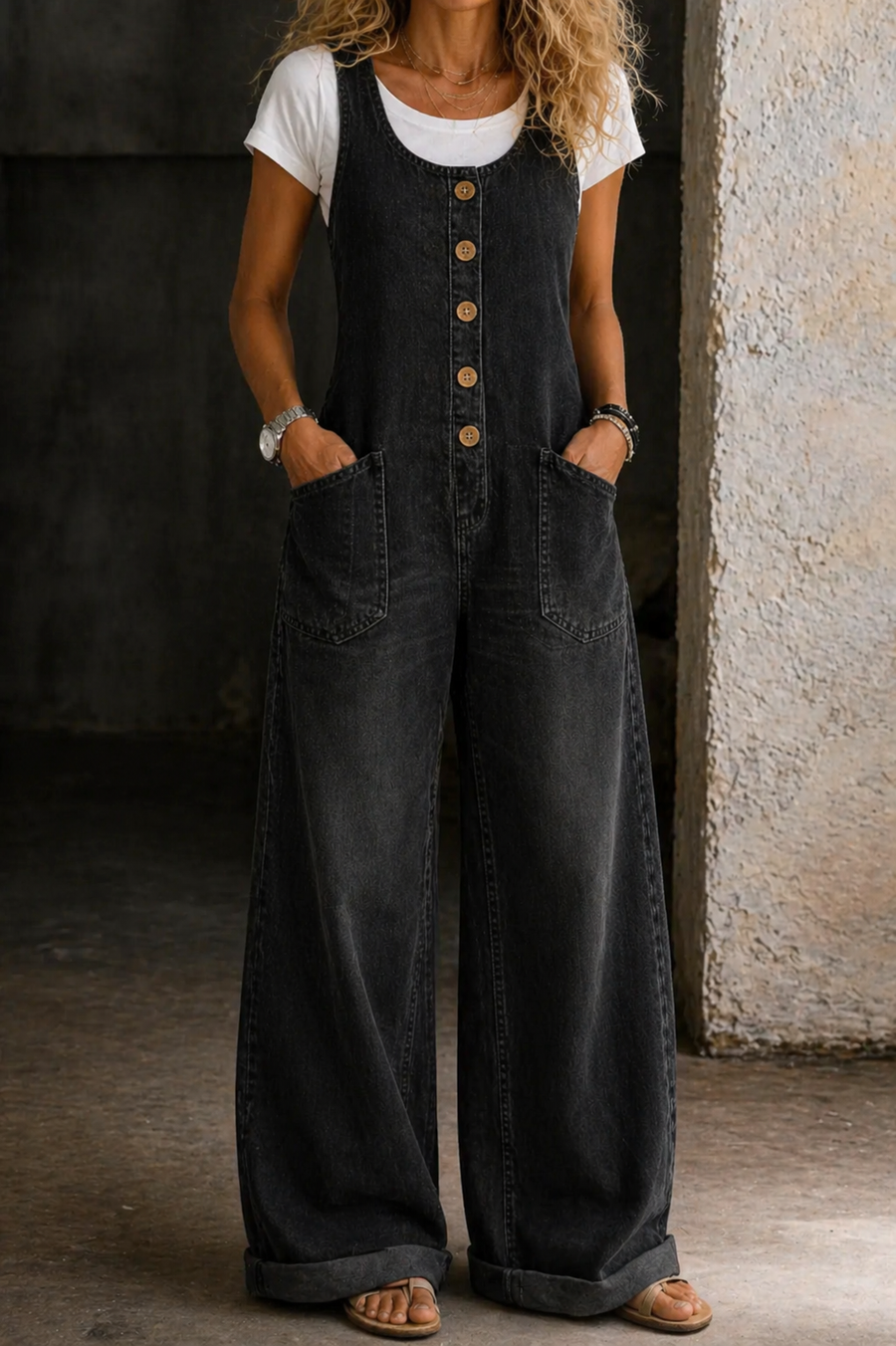 Zariyah | Vintage Washed Cotton Denim Overalls