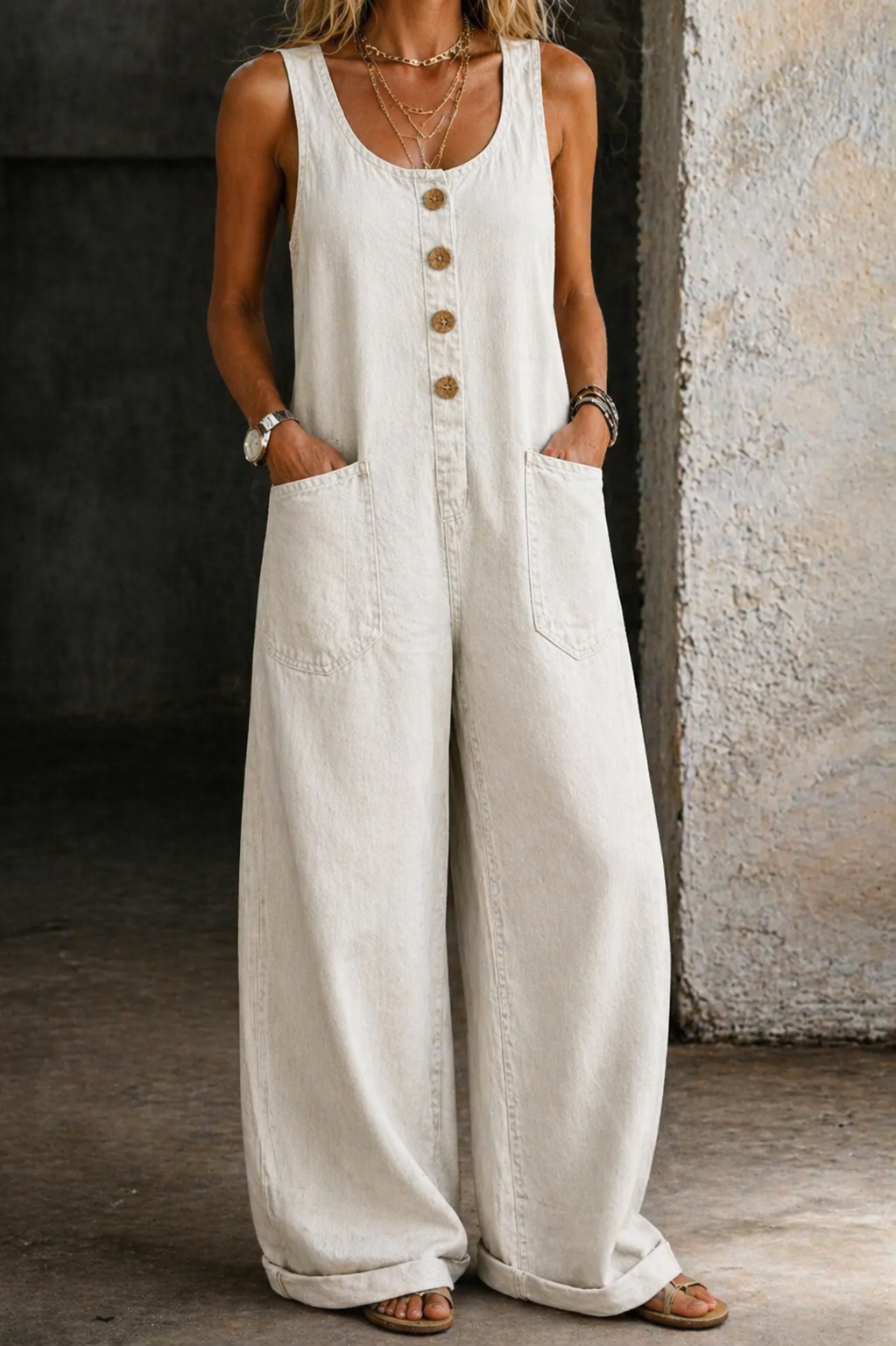 Gloria | Vintage Washed Cotton Denim Overalls