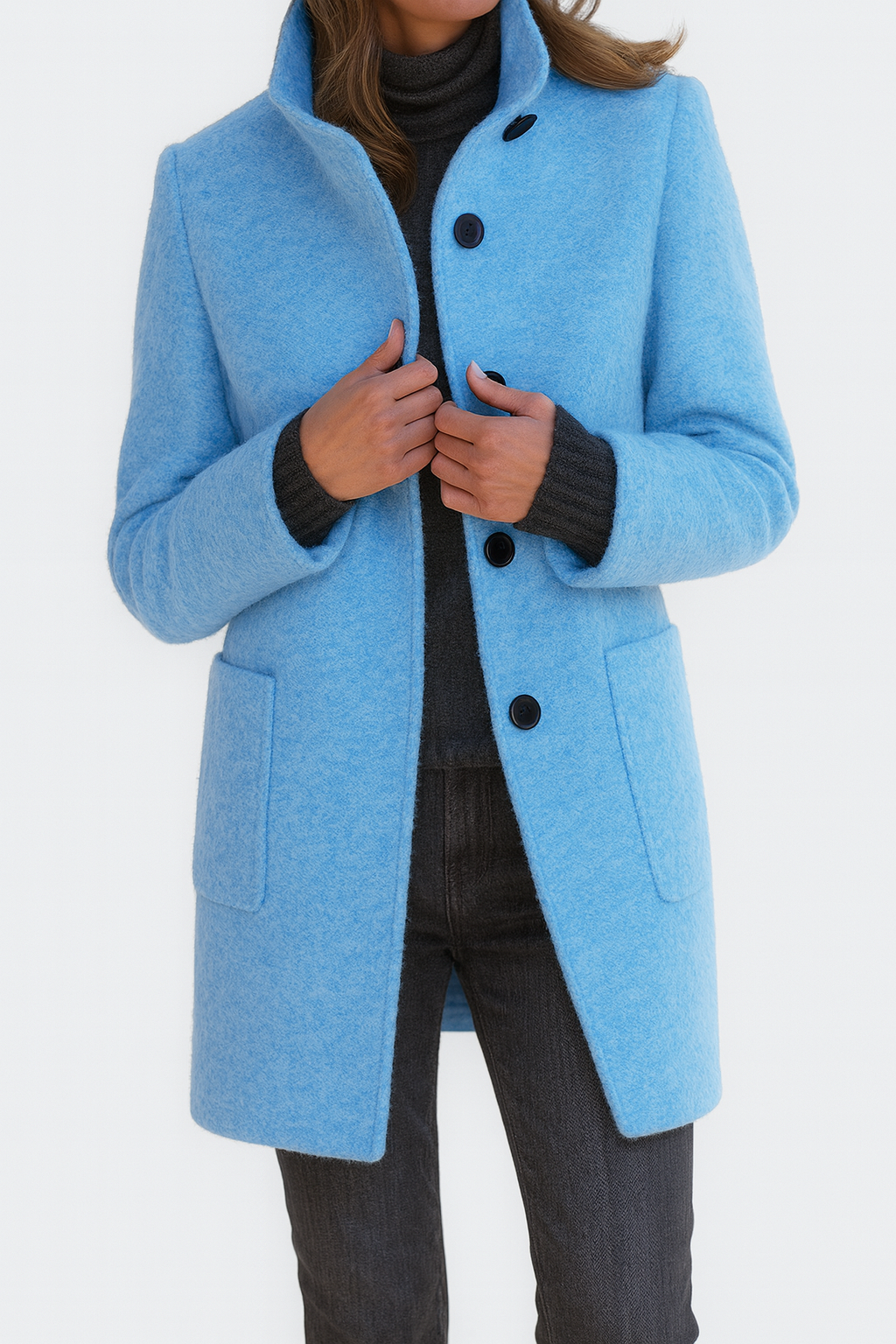 Adele™ High Collar Wool Blend Jacket