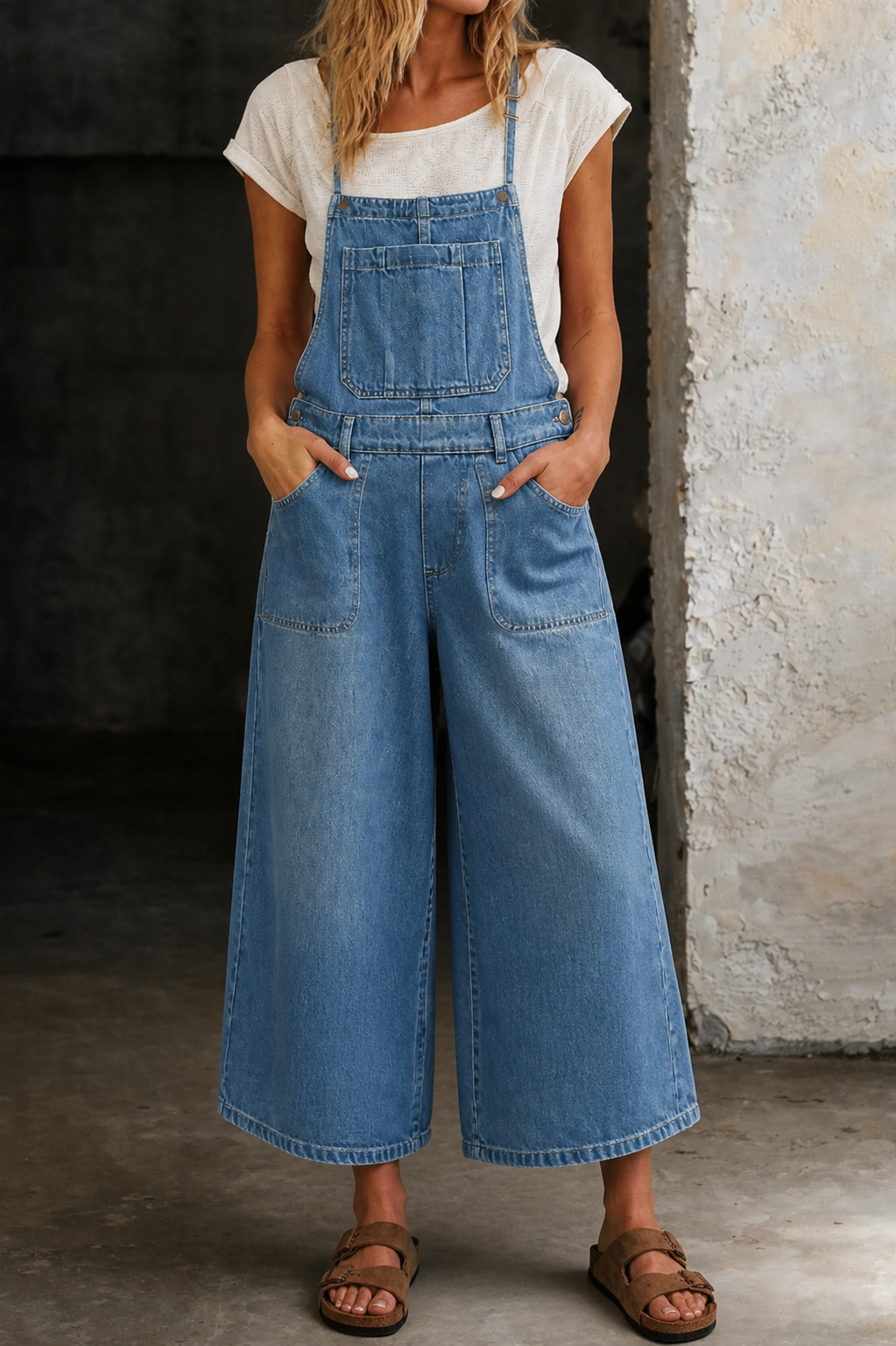 Indie | Wide Leg Suspender Jumpsuit