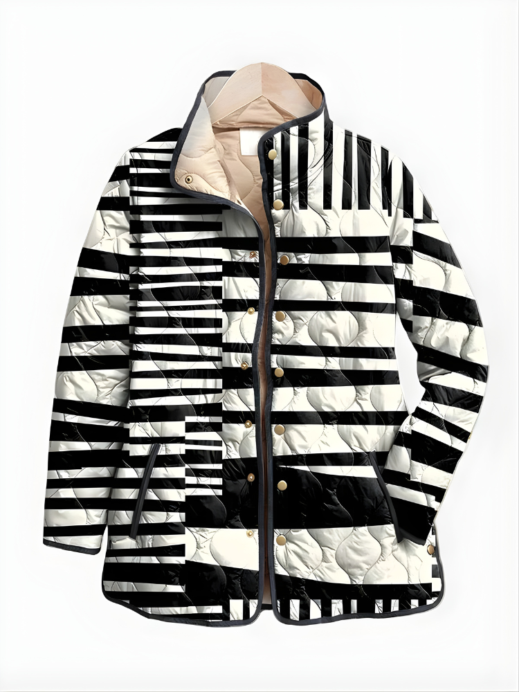 ELODIE™ | Abstract Padded Jacket Black and White