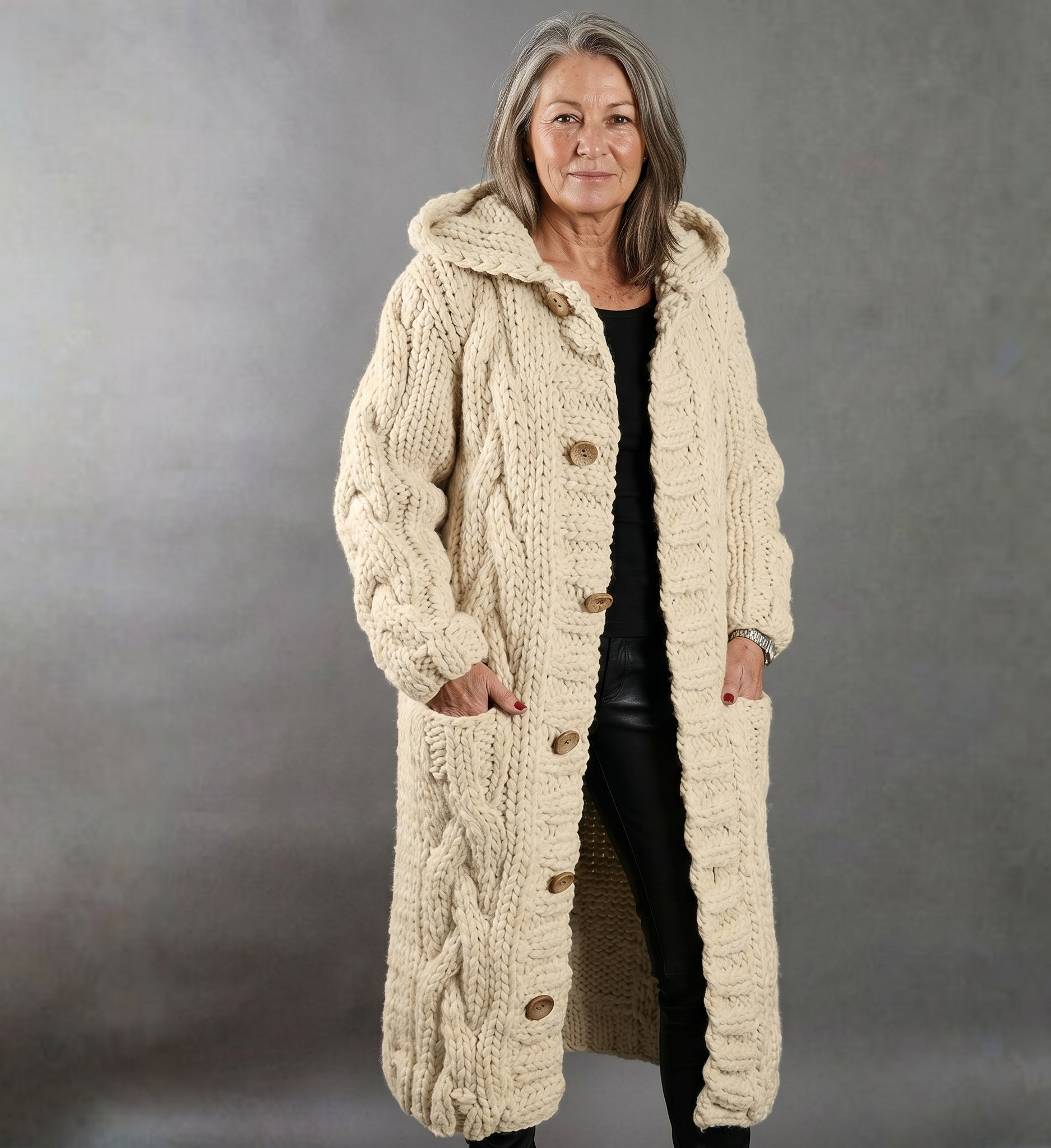 Alessia™ Elegant Cable Knit Coat