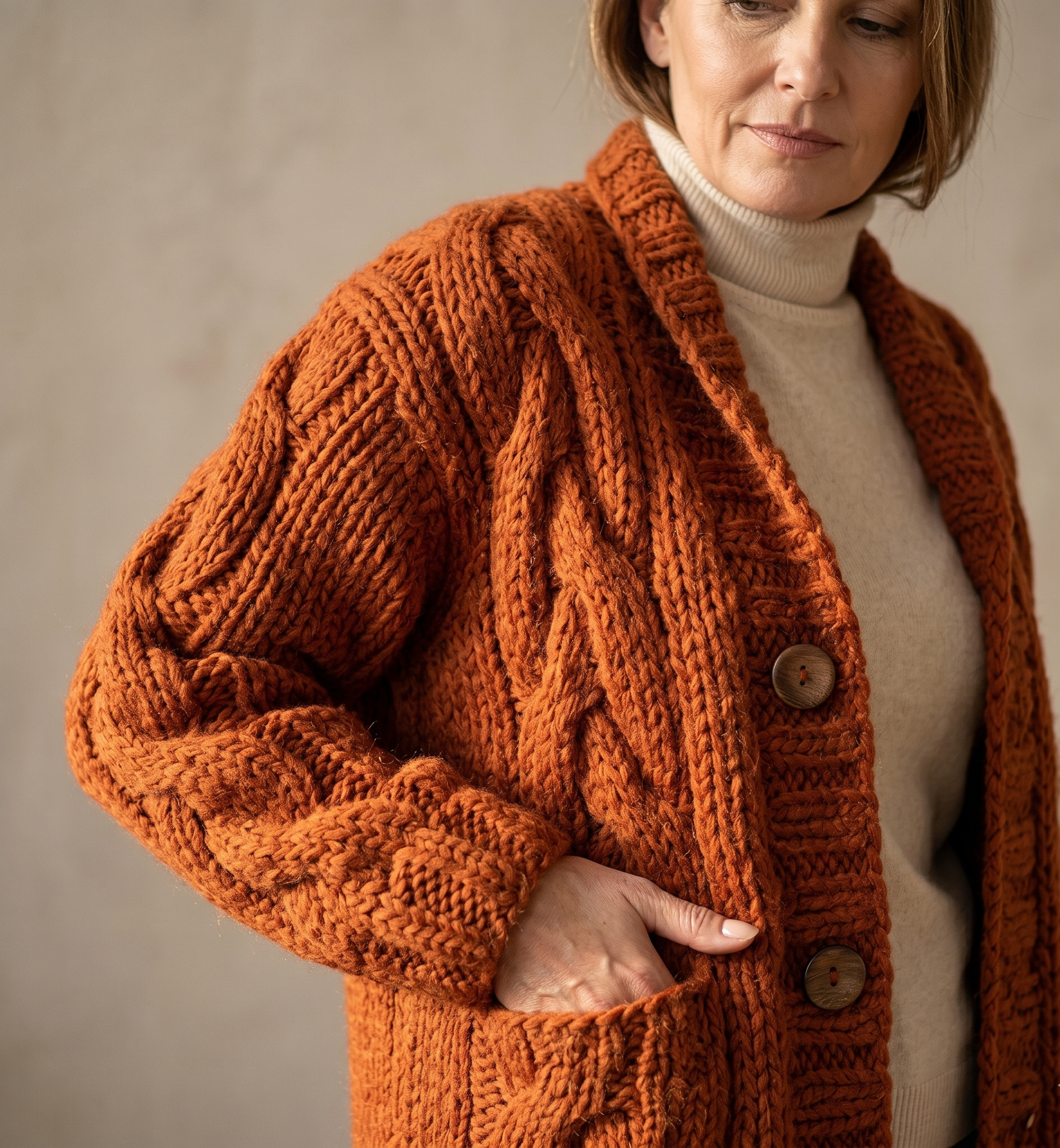 Alessia™ Elegant Cable Knit Coat