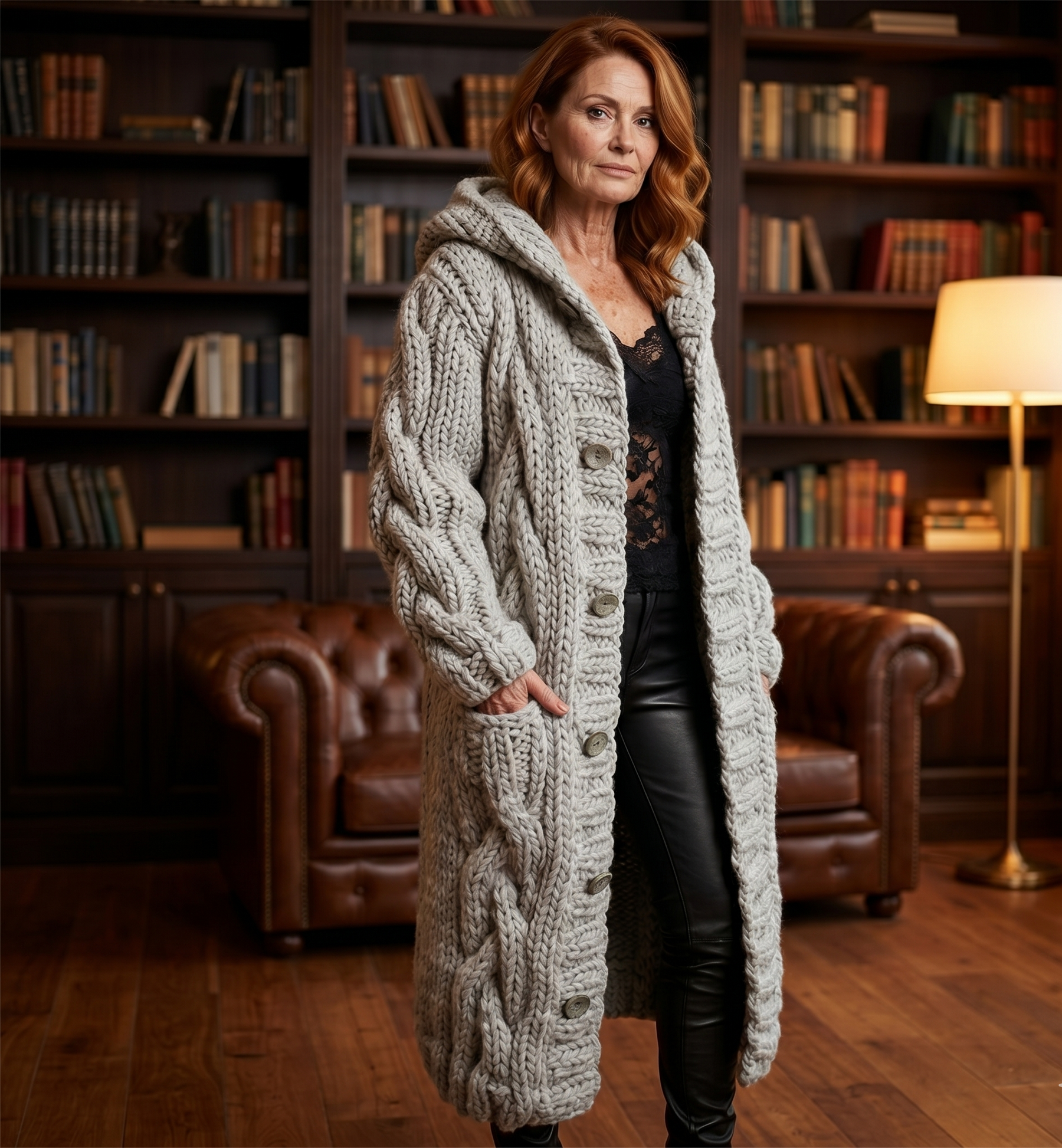 Alessia™ Elegant Cable Knit Coat