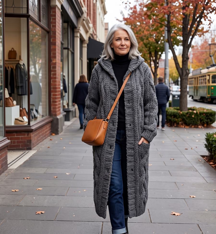 Alessia™ Elegant Cable Knit Coat