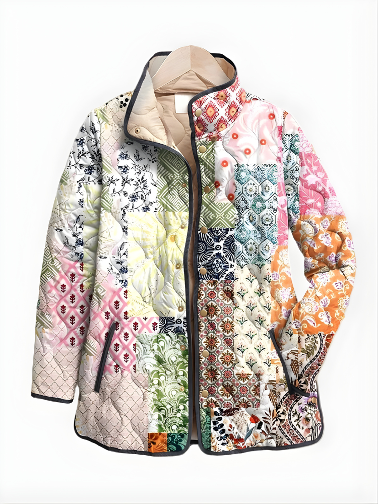 IVORY™ | Casual Floral Print Quilted Jacket