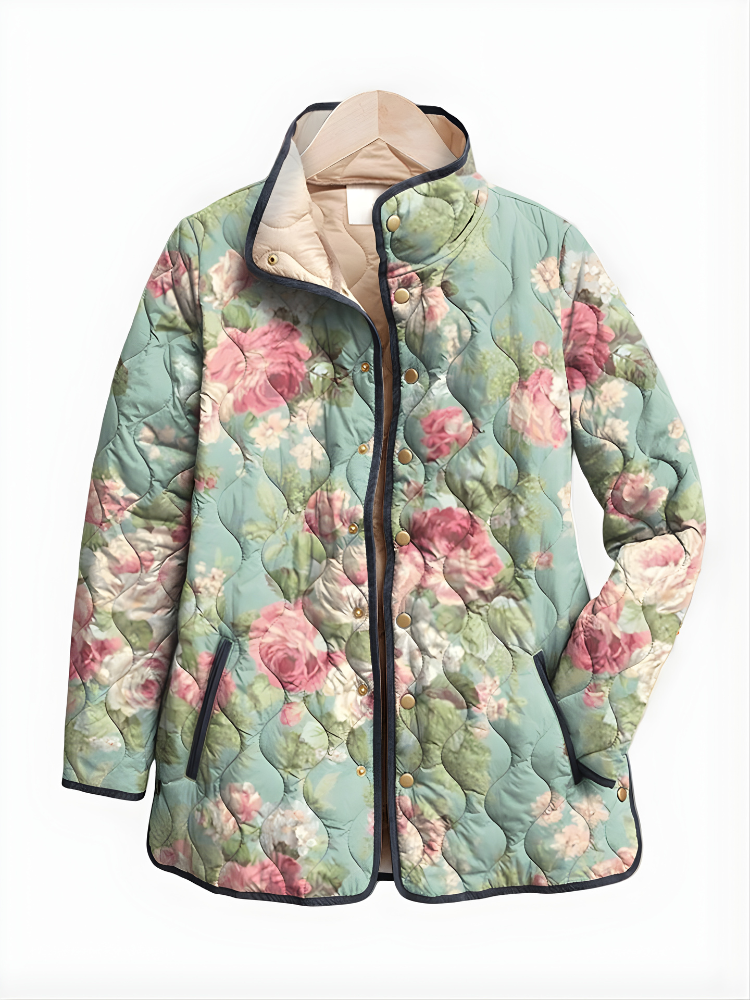 LISA™ | Quilted Jacket with Retro Floral Pattern