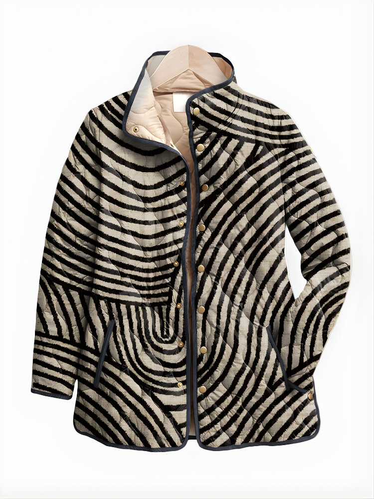 MARIAH™ | Quilted Jacket with Hand-Drawn Retro Circular Design