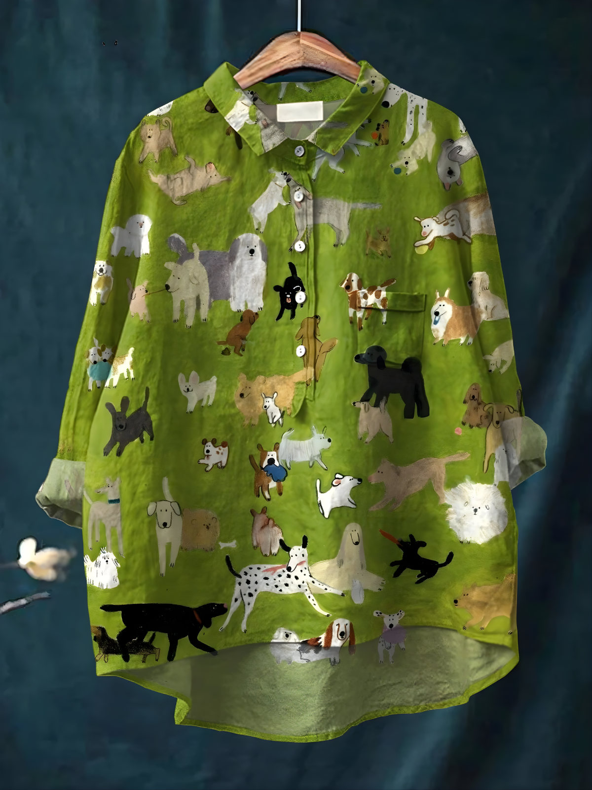Kaya™ - Women's Cute Dog Art Print Casual Shirt