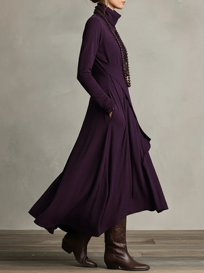 Arielle™ Vintage Asymmetrical Turtleneck Dress