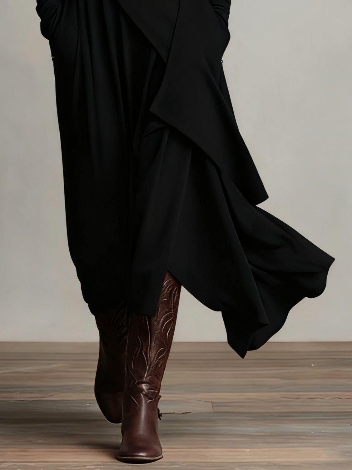 Arielle™ Vintage Asymmetrical Turtleneck Dress