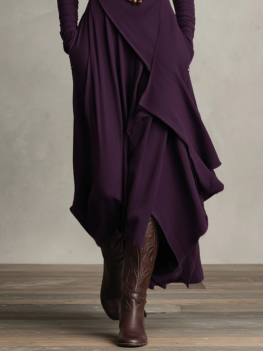 Arielle™ Vintage Asymmetrical Turtleneck Dress