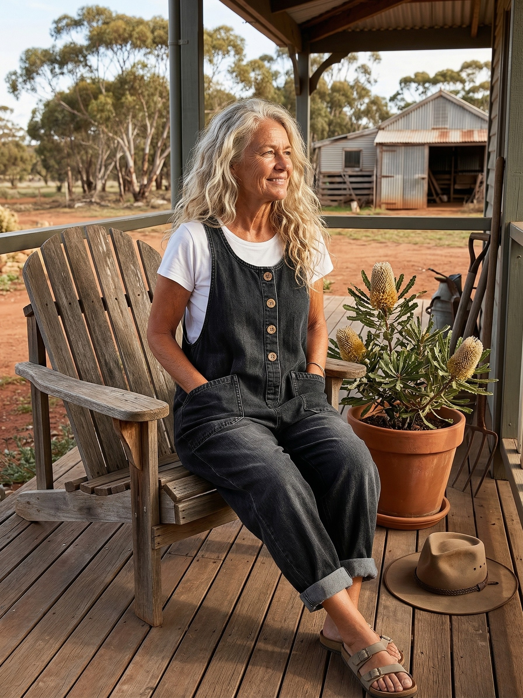 Lettie™ Vintage Washed Denim Dungaree