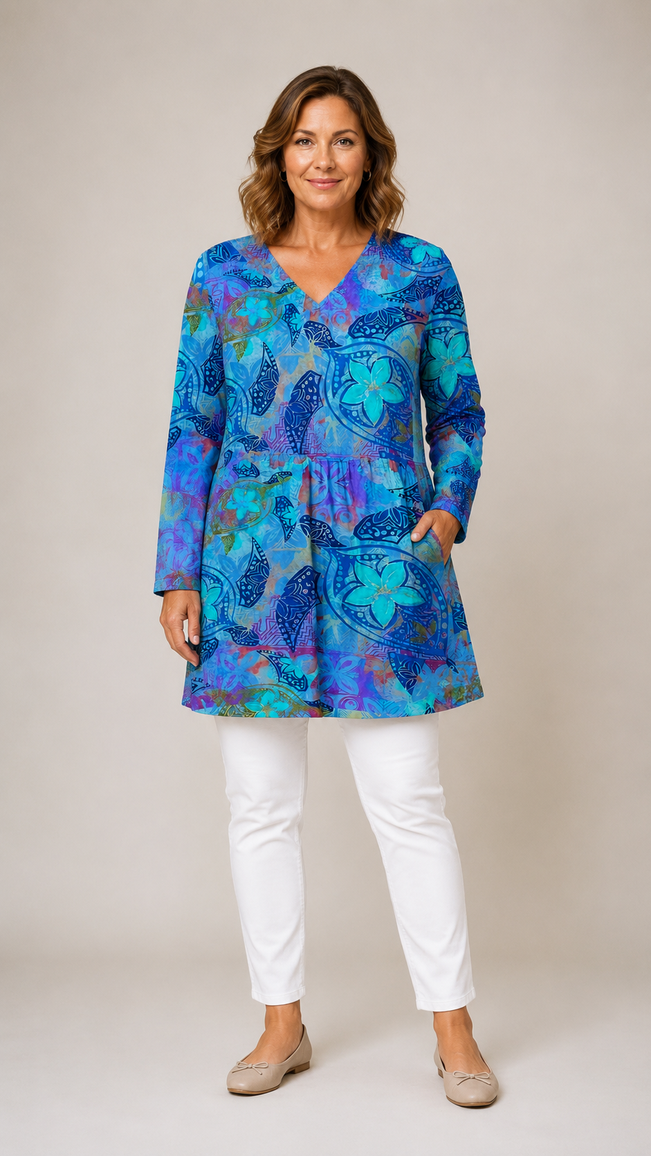 April | Long Blouse with V-Neck