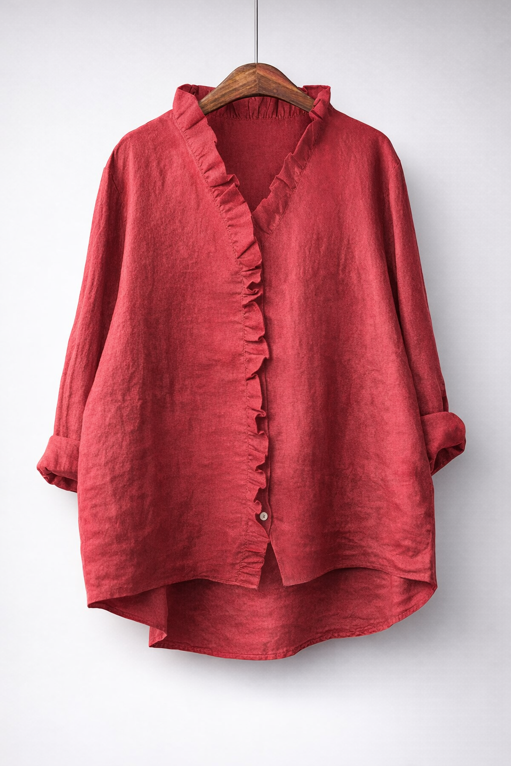 Luisa™ Elegant Ruffled Linen Blend Shirt