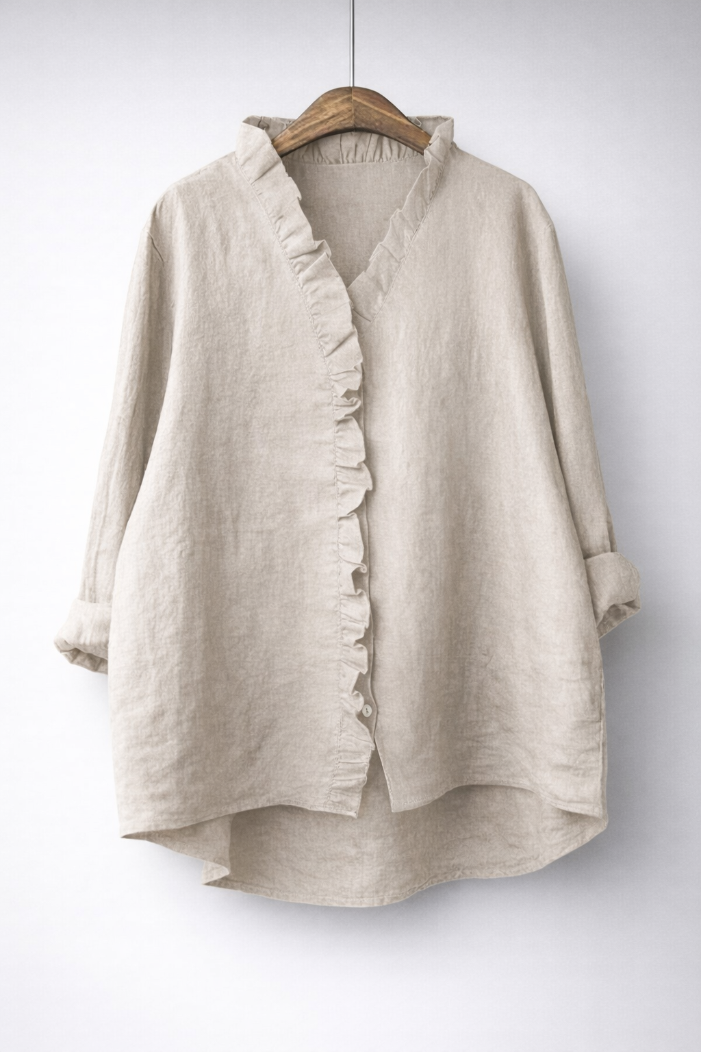 Luisa™ Elegant Ruffled Linen Blend Shirt