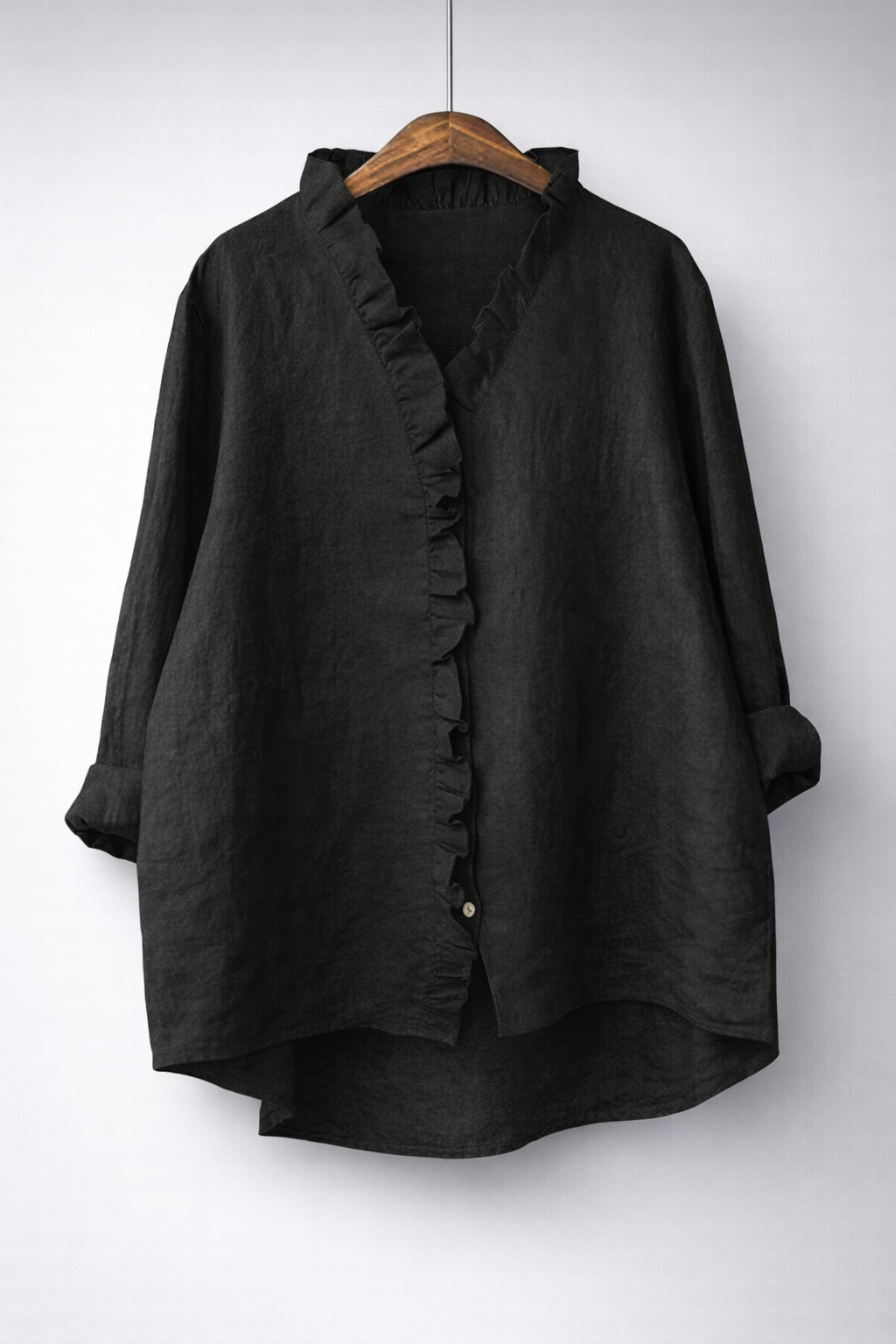 Luisa™ Elegant Ruffled Linen Blend Shirt