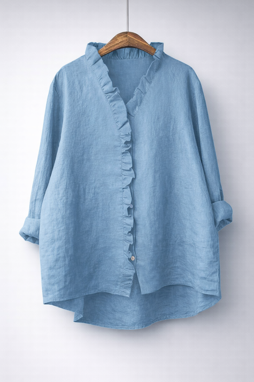 Luisa™ Elegant Ruffled Linen Blend Shirt