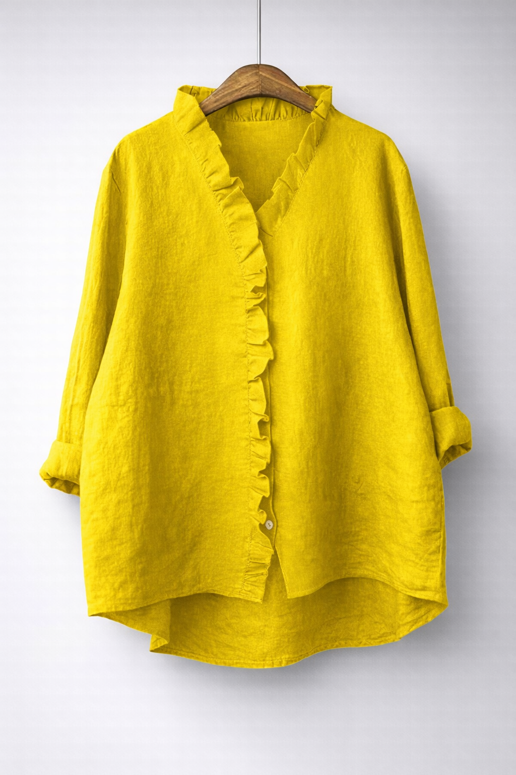 Luisa™ Elegant Ruffled Linen Blend Shirt