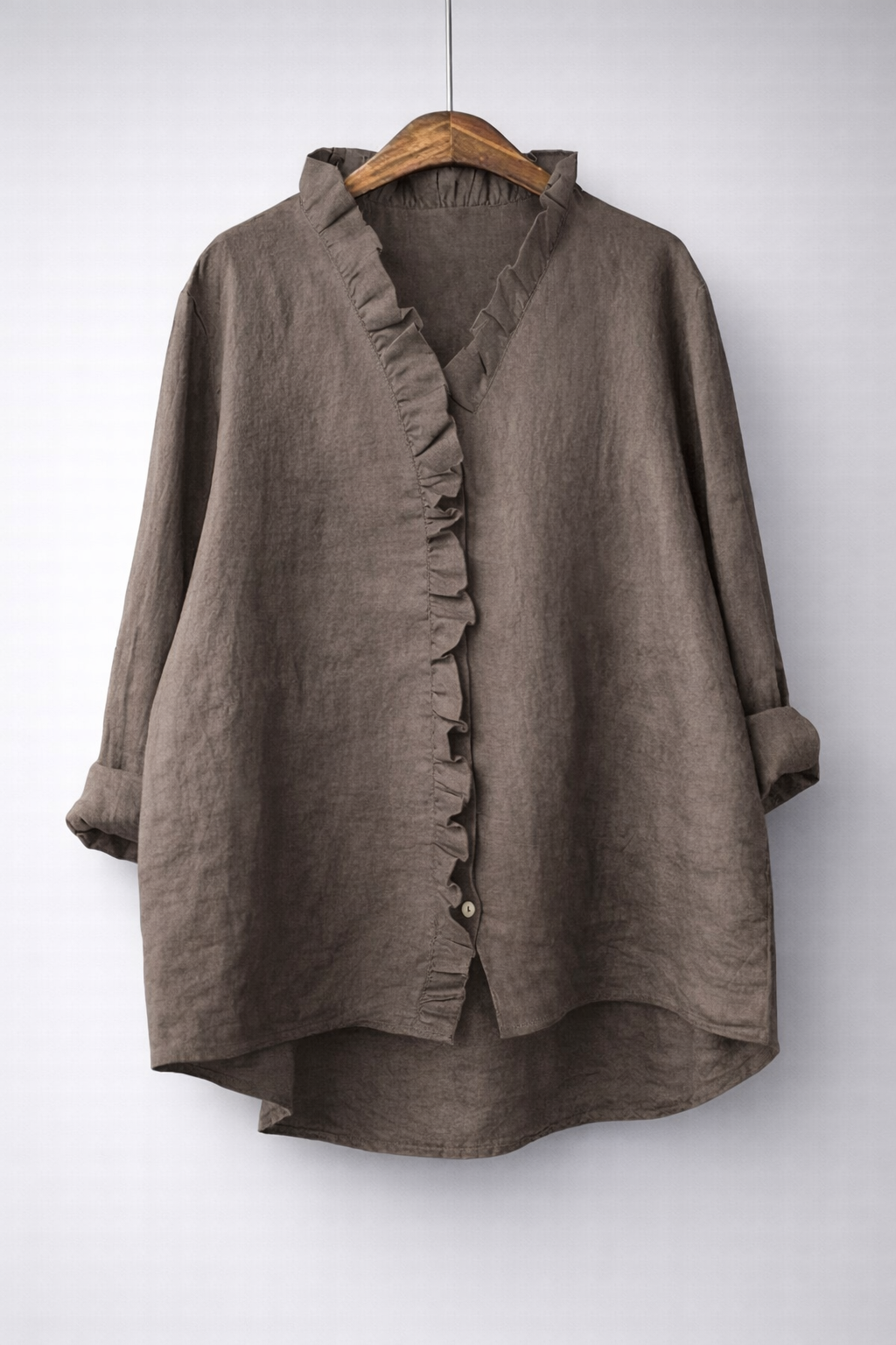 Luisa™ Elegant Ruffled Linen Blend Shirt