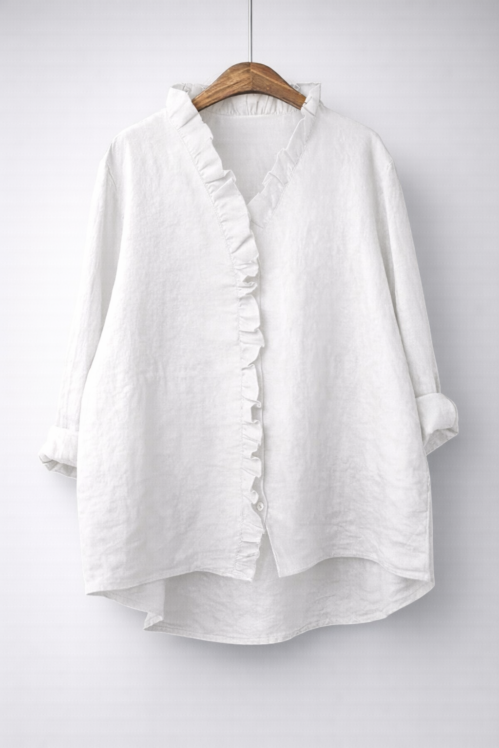 Luisa™ Elegant Ruffled Linen Blend Shirt